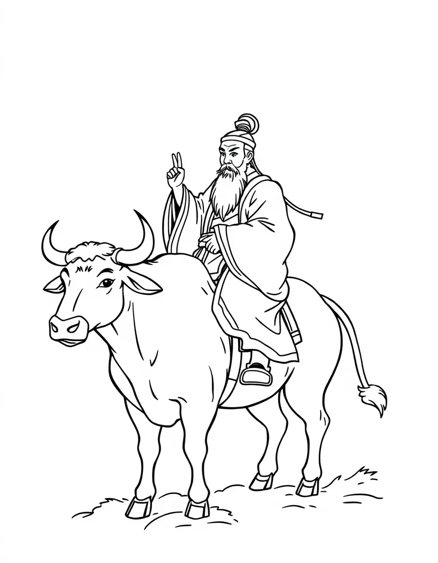 Lao Tzu riding an ox