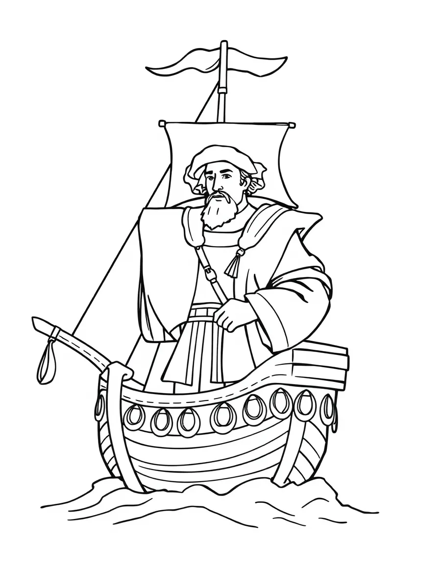 Christopher Columbus on his ship