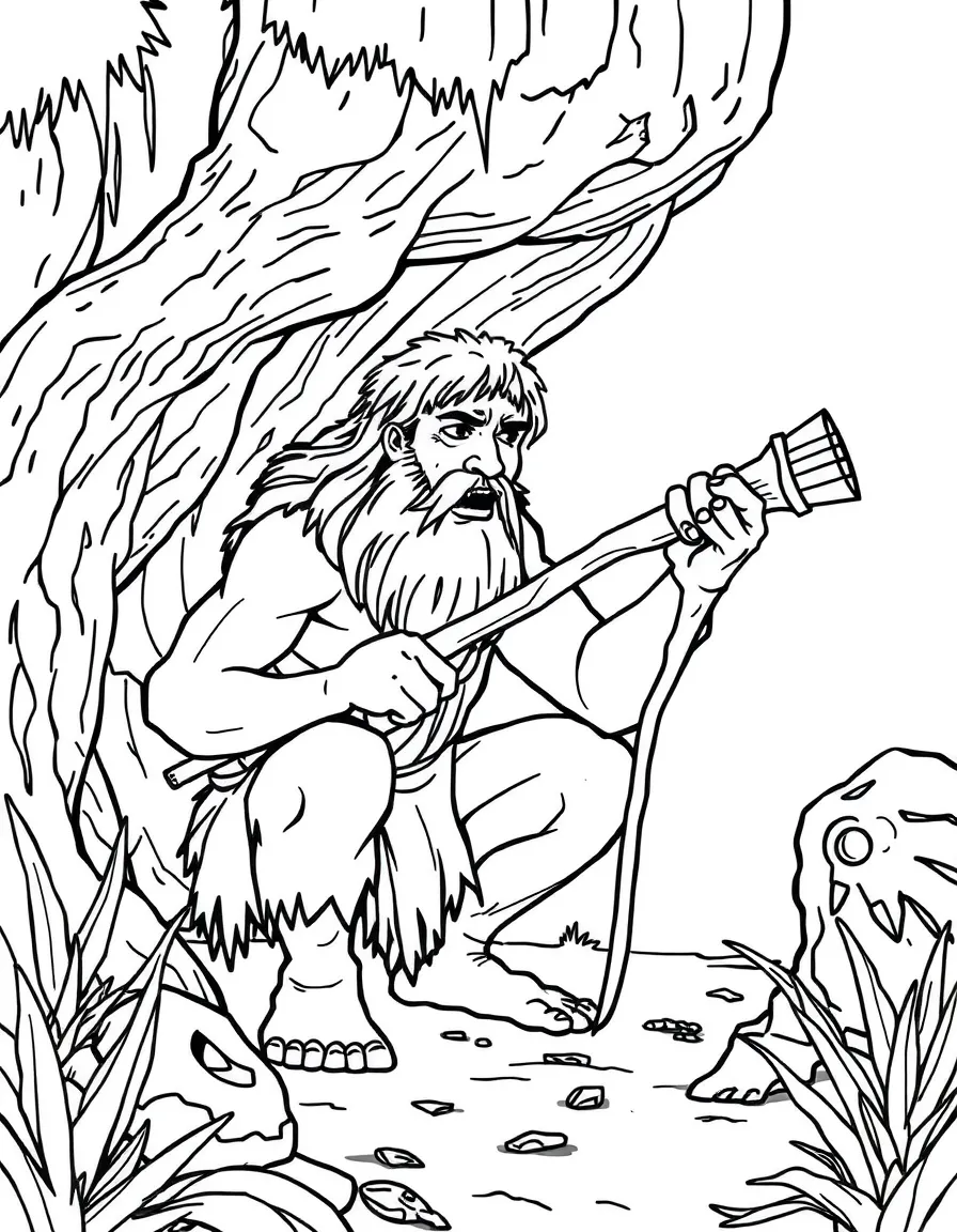 A caveman hunting