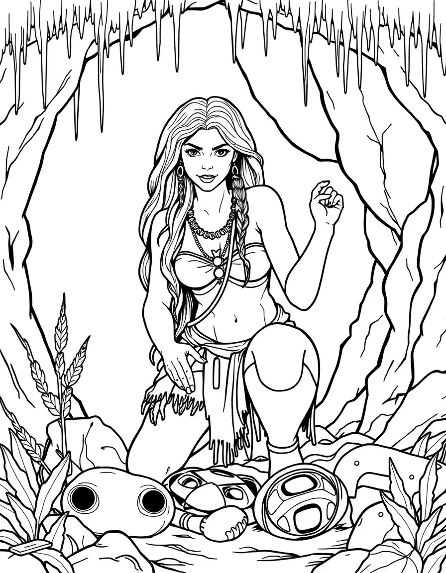 A cavewoman gathering