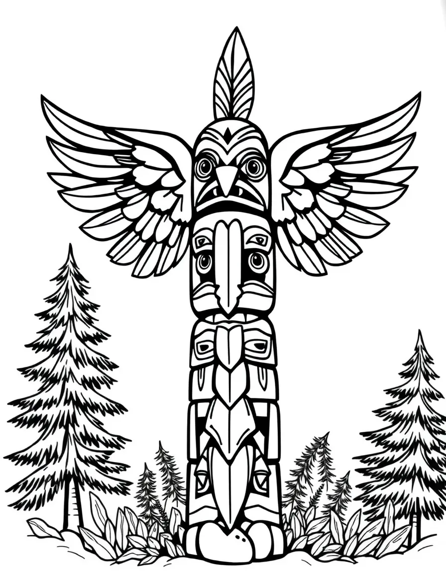 A Native American totem pole