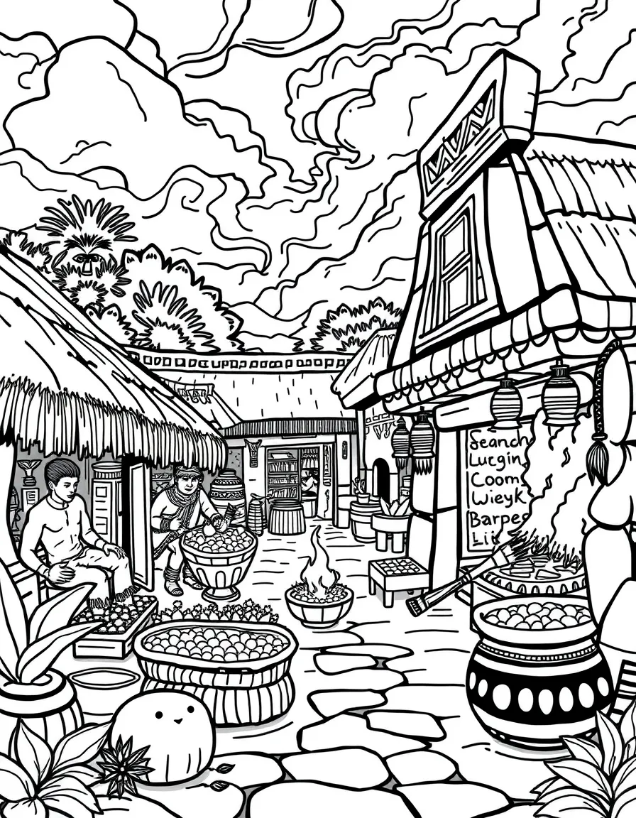 An Aztec marketplace