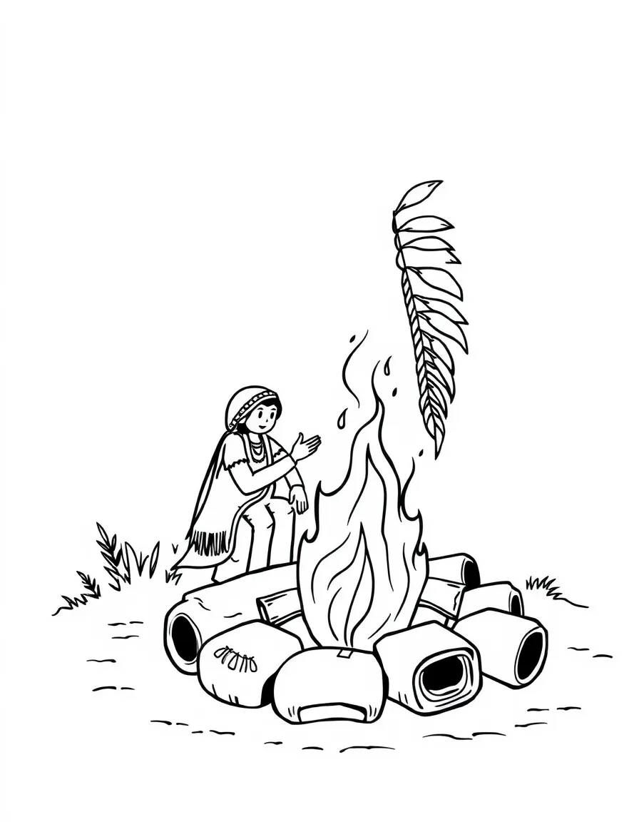 A Native American campfire