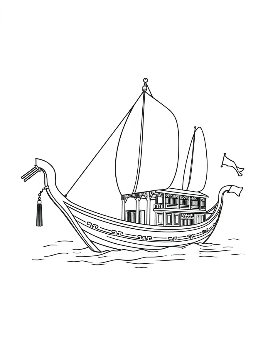 A Chinese junk boat
