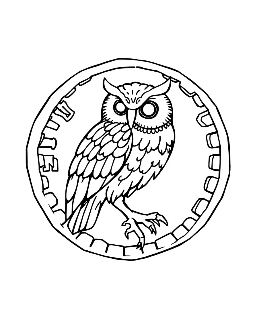 A Greek coin with an owl