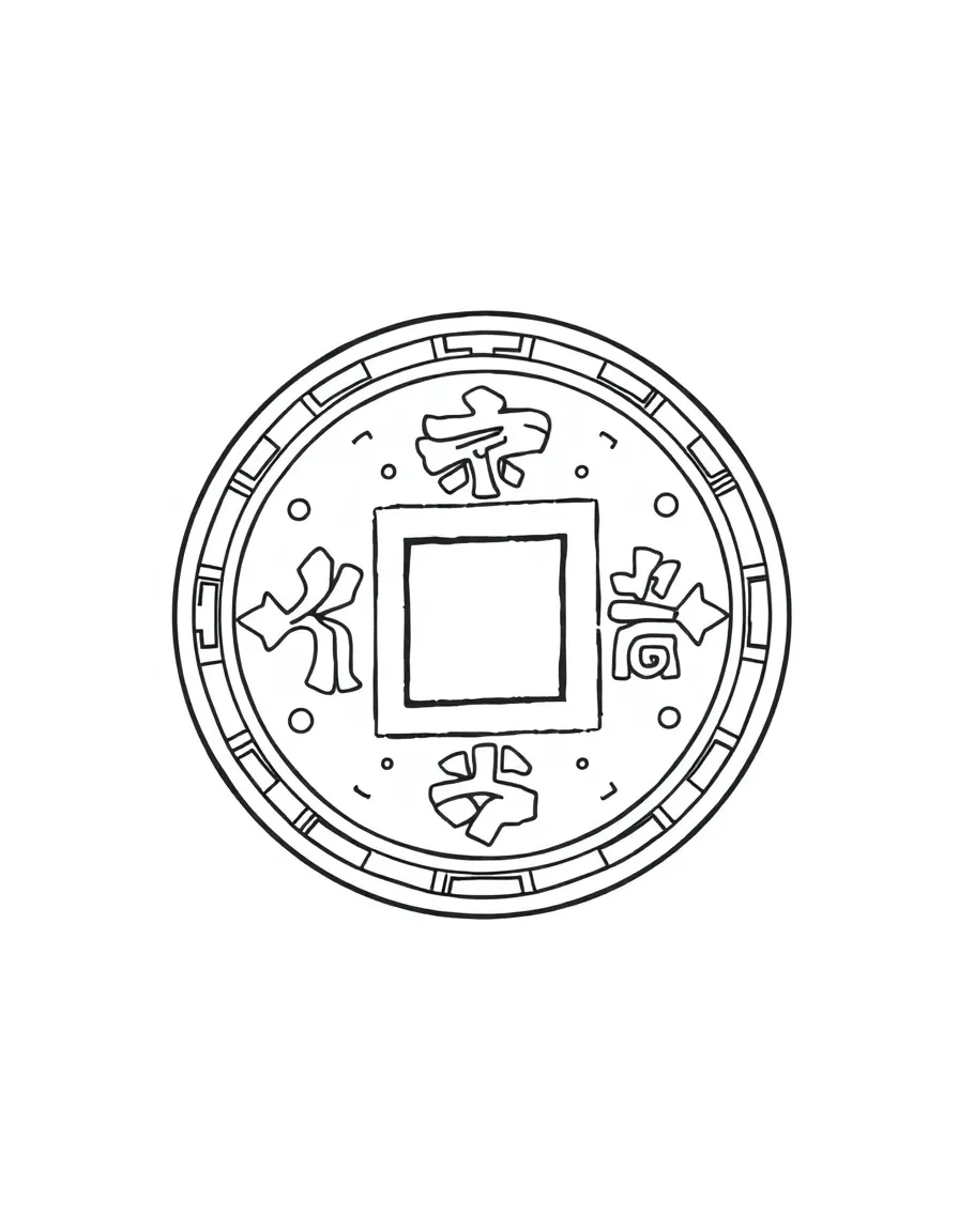 A Chinese coin with a square hole