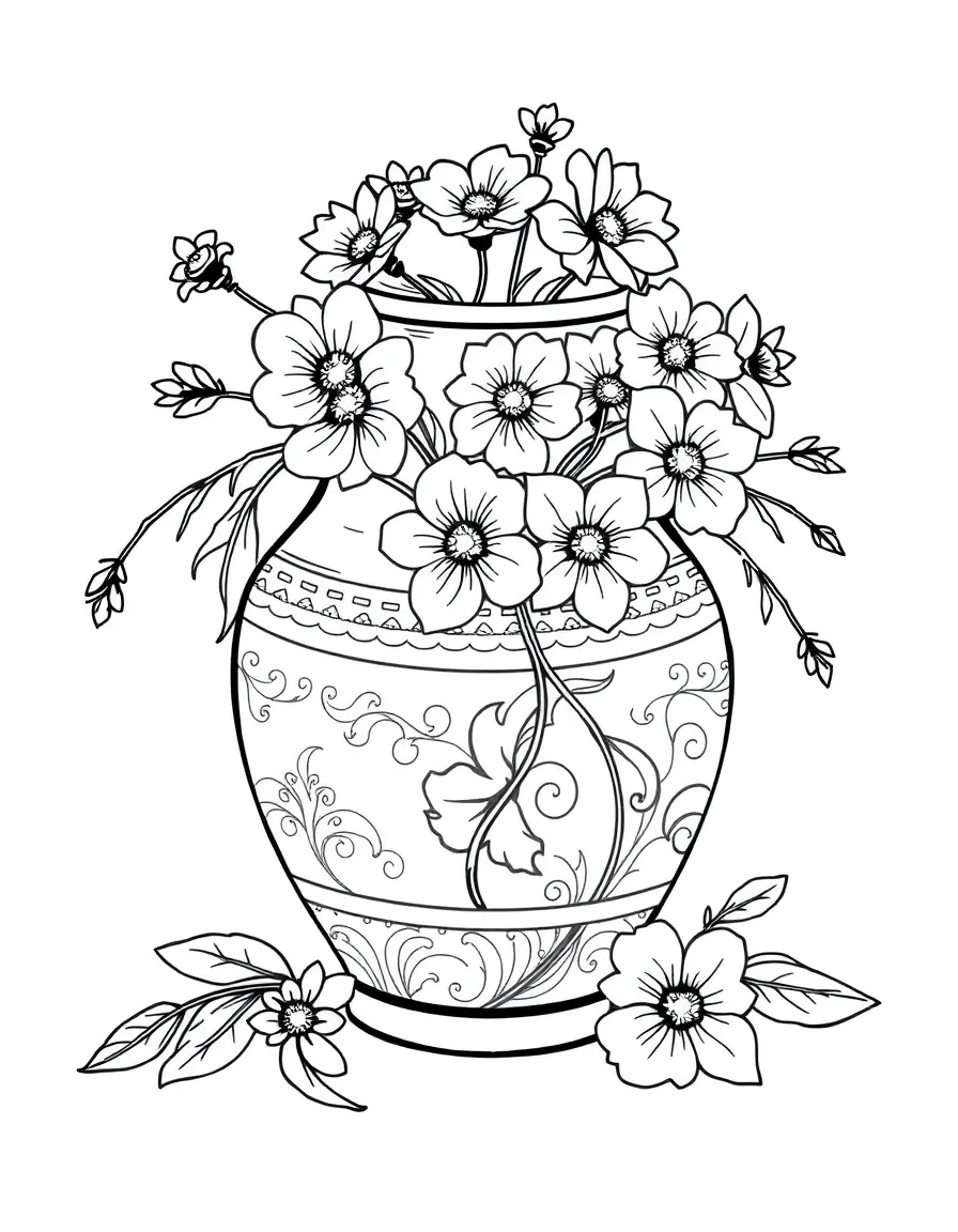 A medieval pottery with flowers