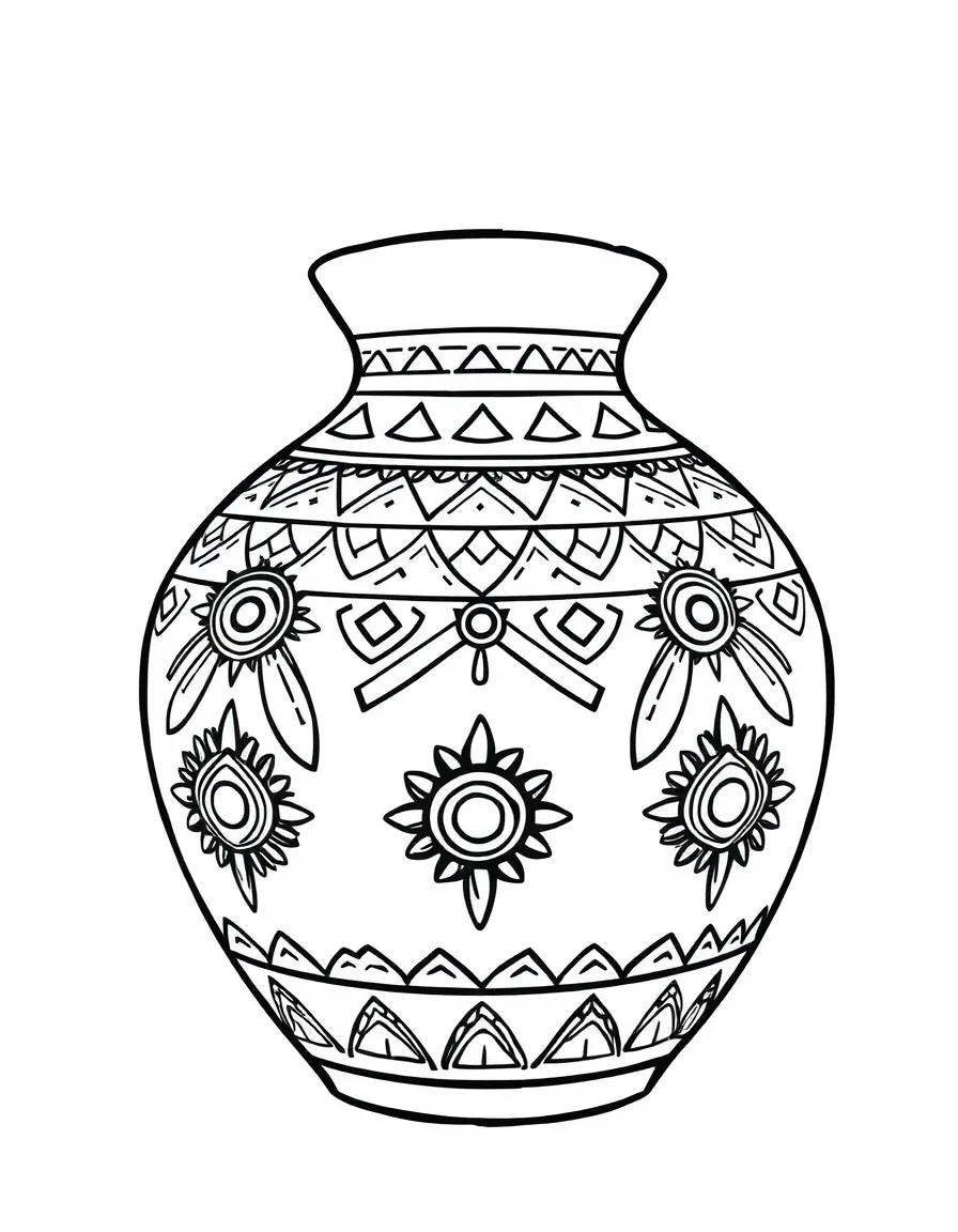 A Native American pottery with patterns