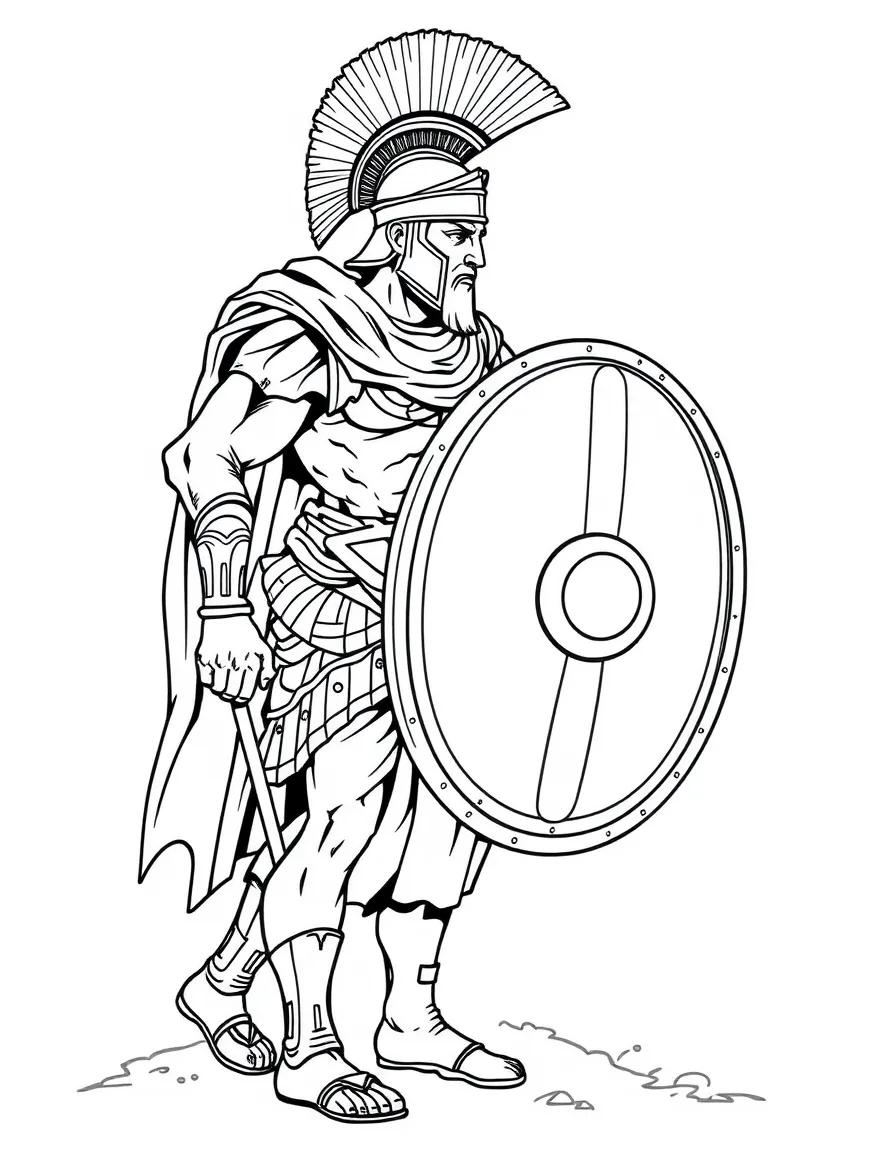 A Greek warrior with a shield