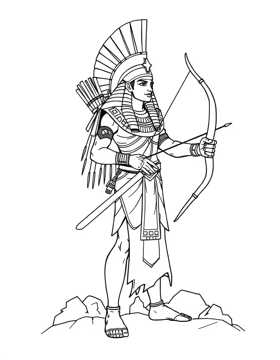 An Egyptian warrior with a bow