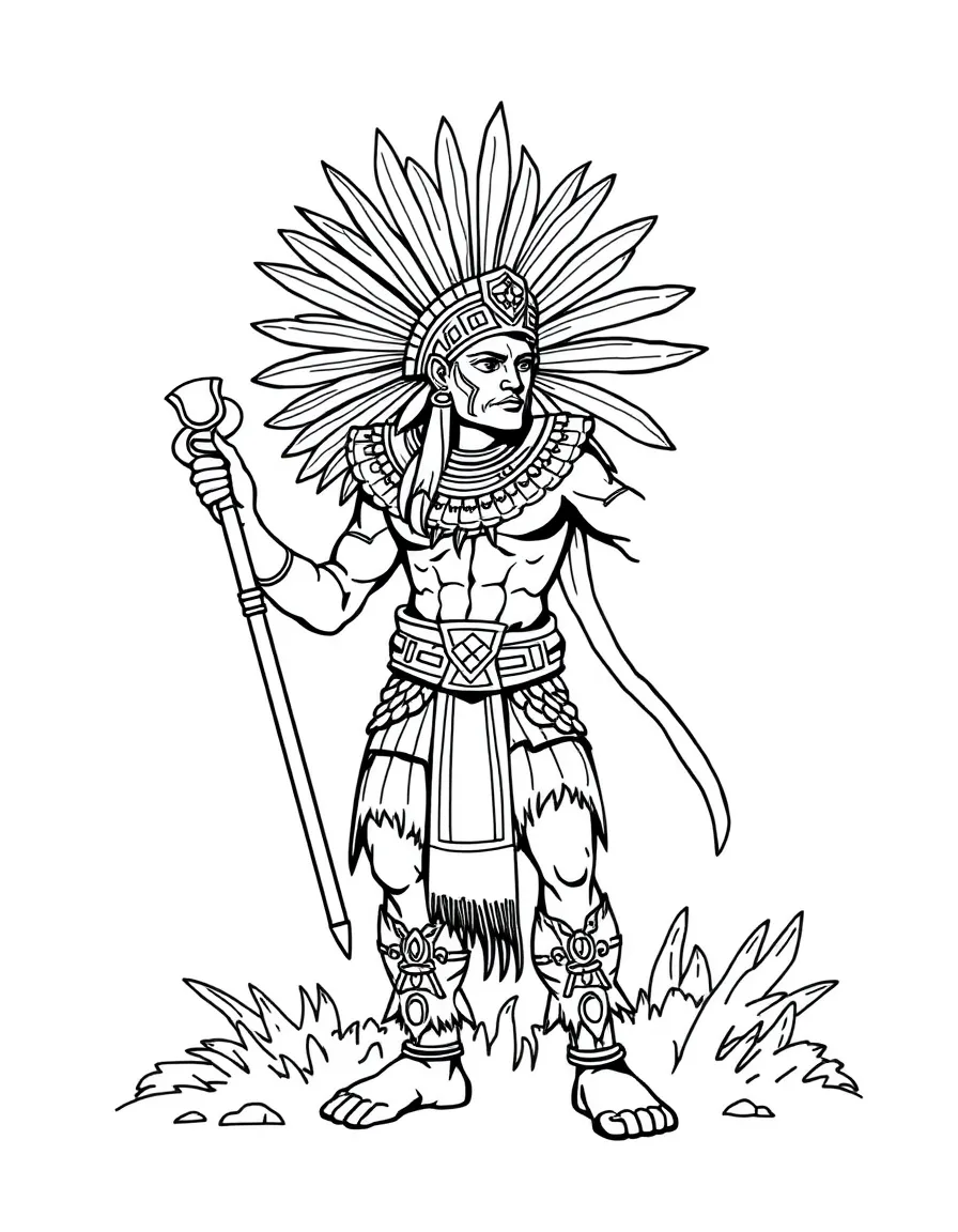 An Aztec warrior with a club