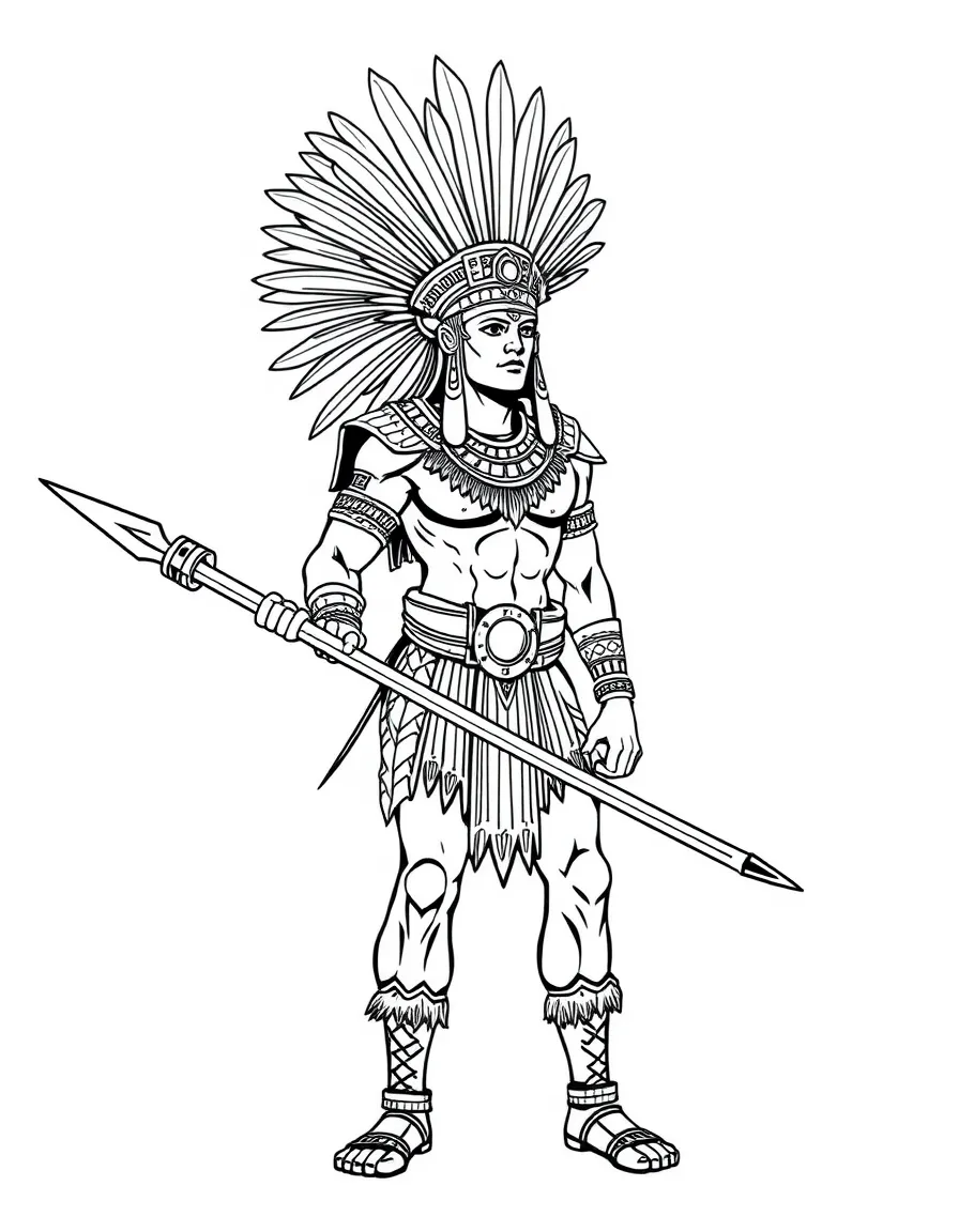 A Mayan warrior with a spear
