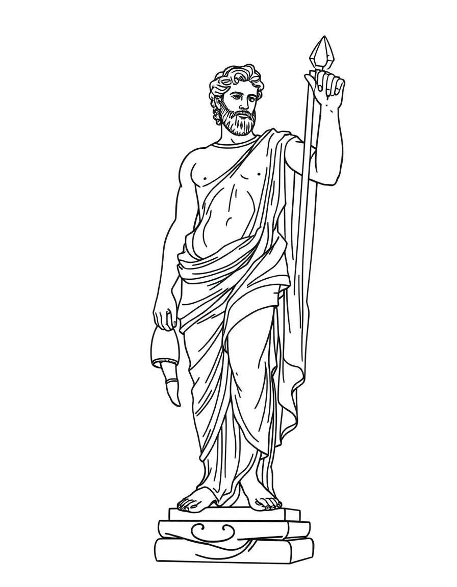 A Greek god statue