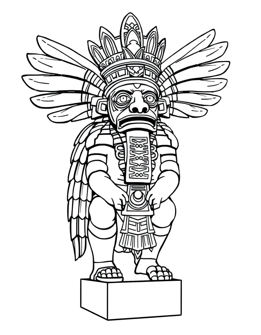 An Aztec god statue