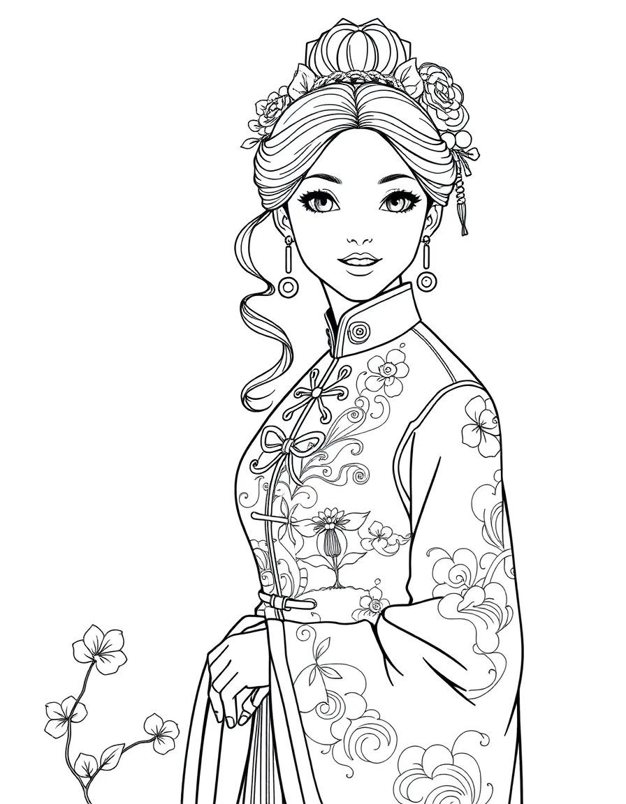 A Chinese woman with a qipao