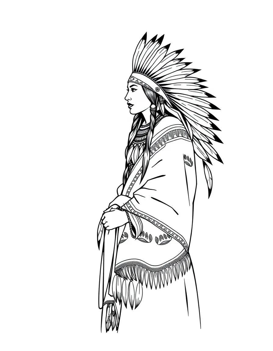 A Native American woman with a blanket