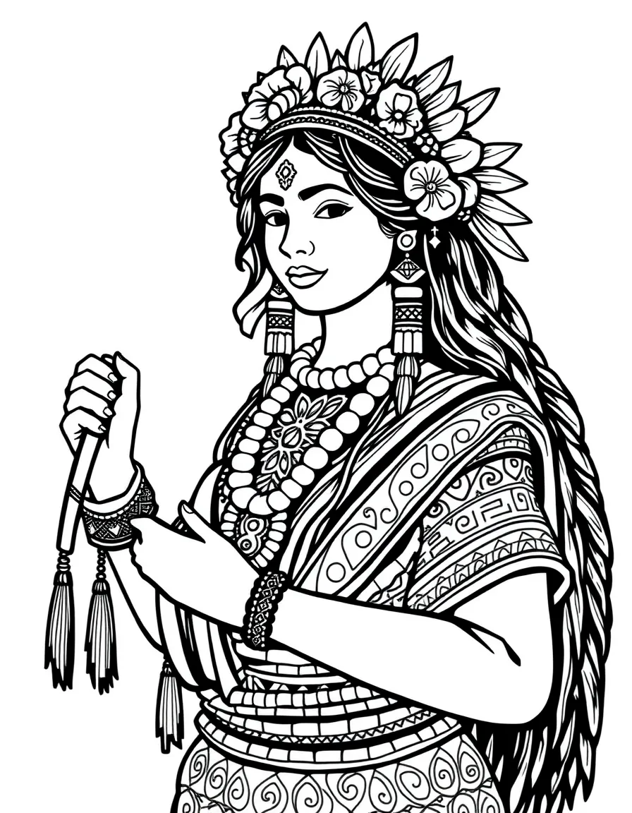 An Aztec woman with a rebozo