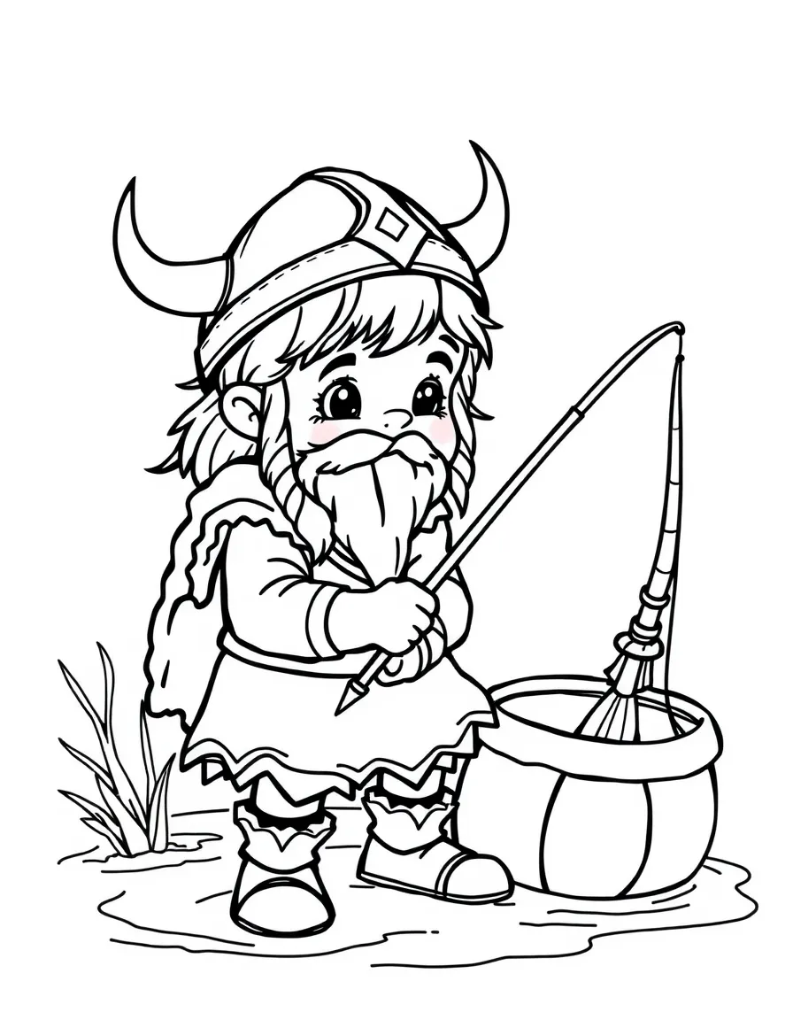 A Viking child fishing