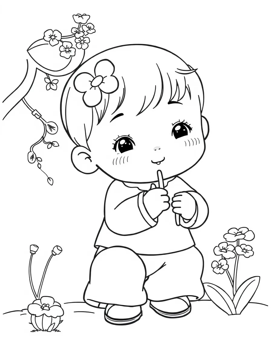 A Chinese child writing