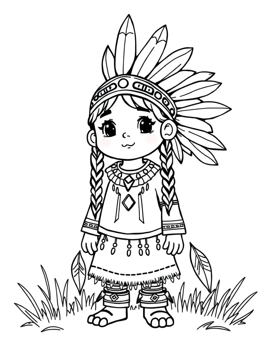 A Native American child drawing