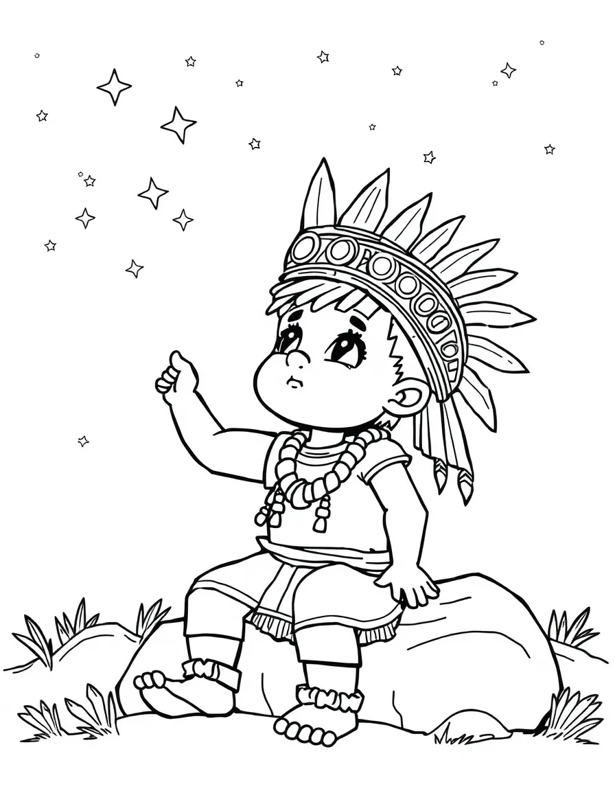 A Mayan child watching stars