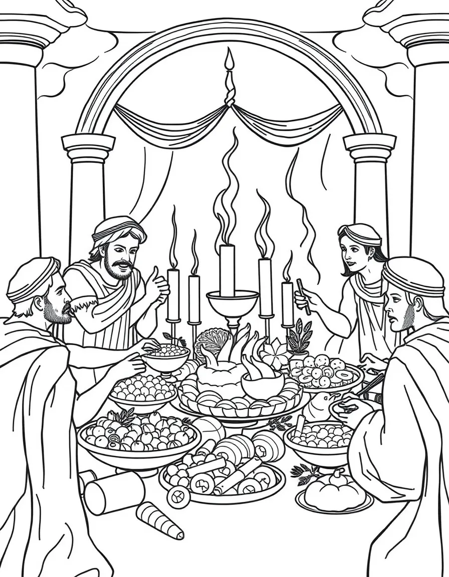 A Roman feast with food