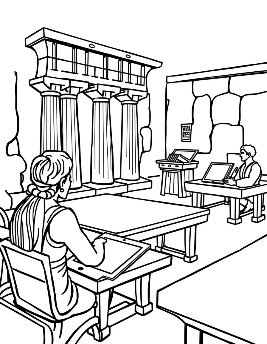 A Greek classroom with tablets