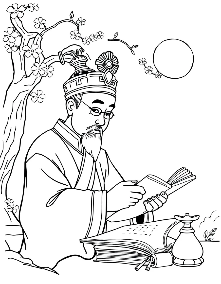 A Chinese scholar studying
