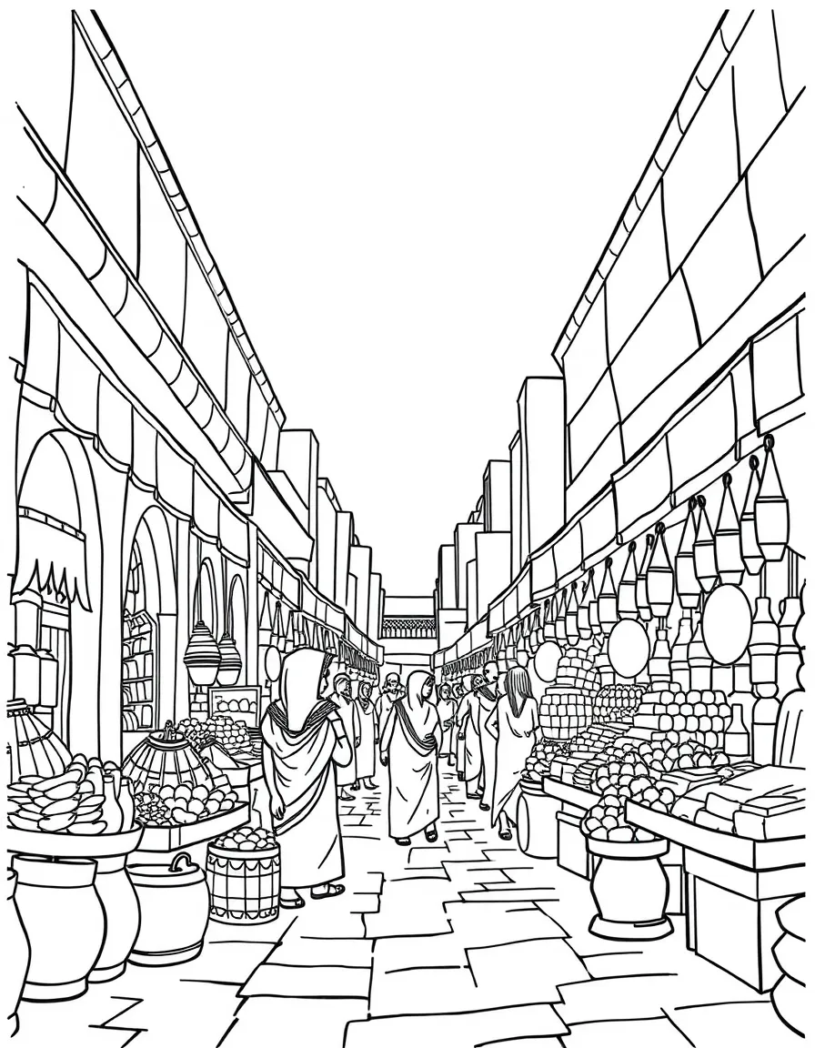 An Egyptian market with vendors