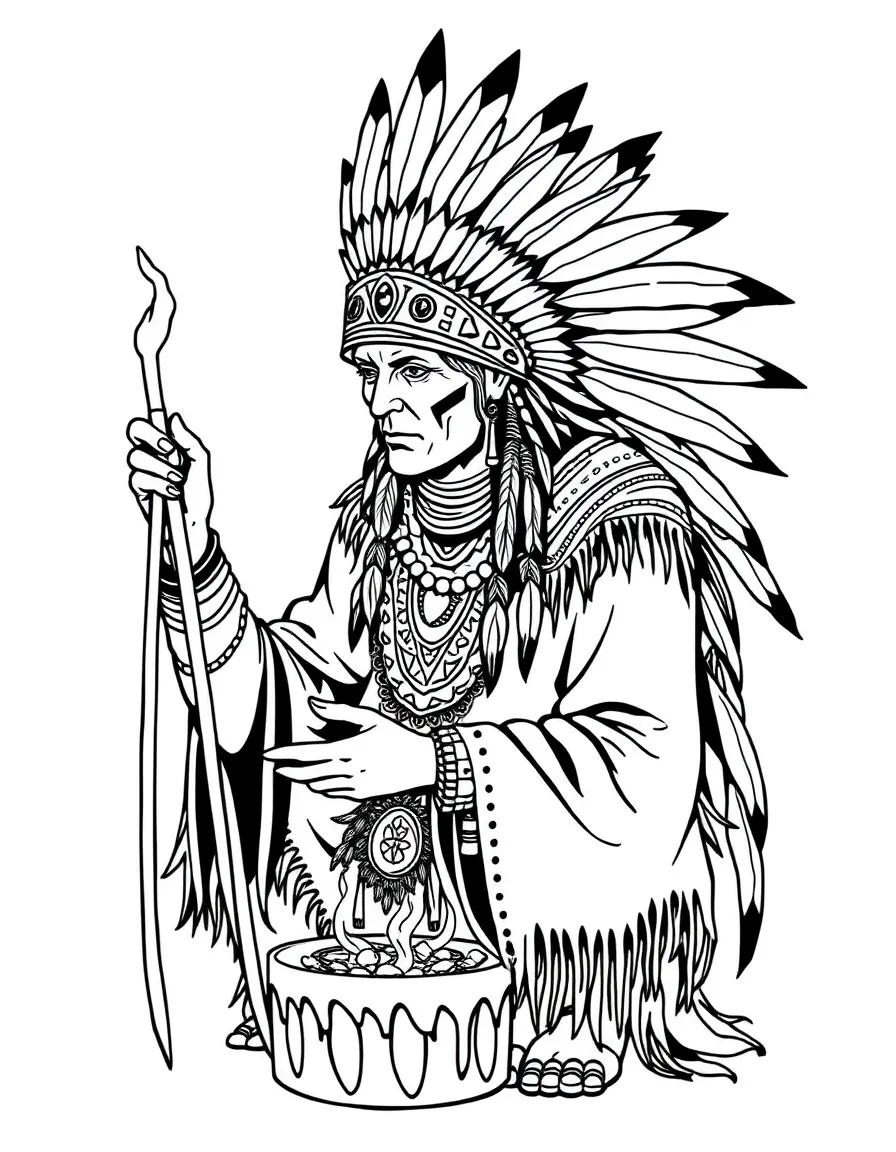 A Native American shaman performing ritual
