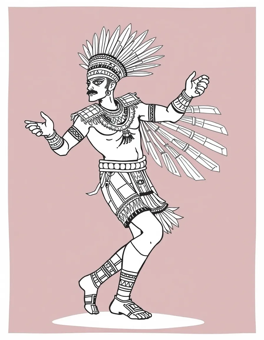 An Aztec warrior dancing