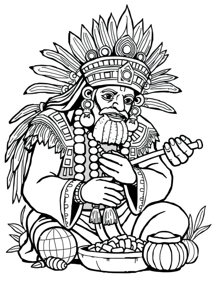 A Mayan priest making offerings