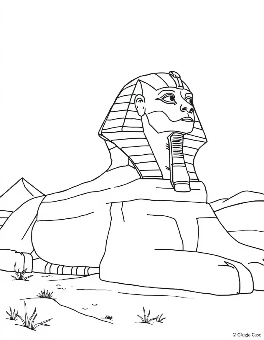 An Egyptian sphinx in desert