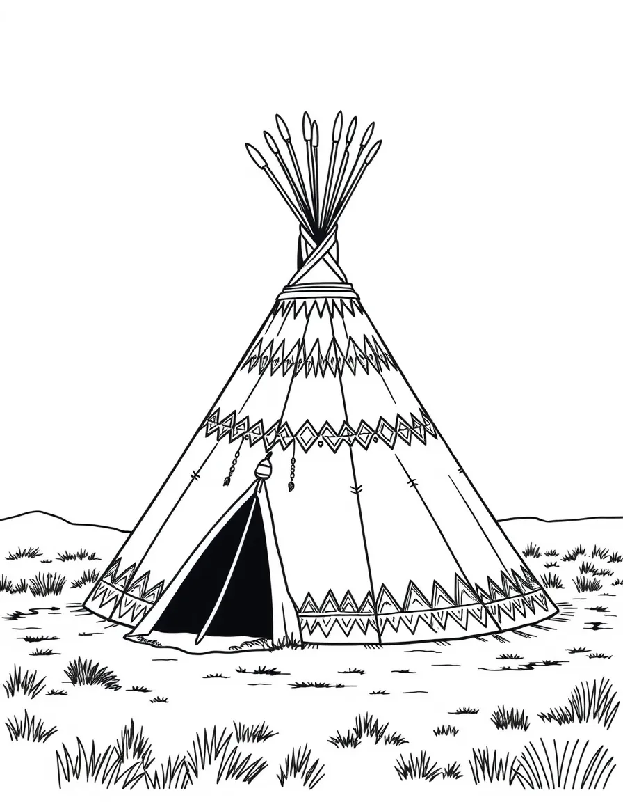 A Native American tipi village