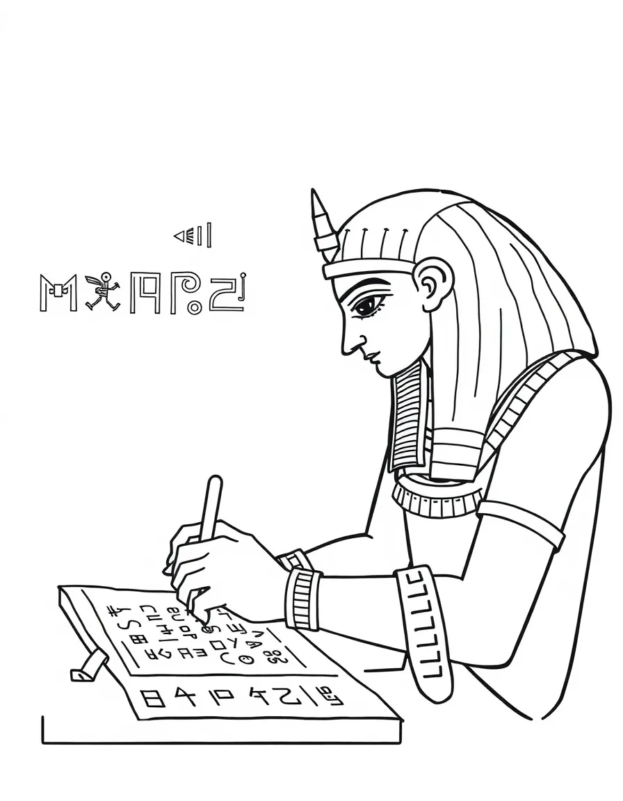 An Egyptian scribe writing hieroglyphs