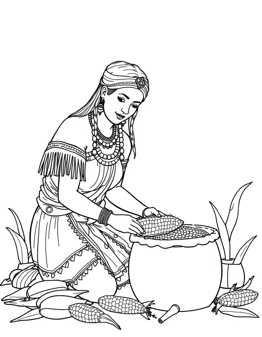 A Mayan woman grinding corn