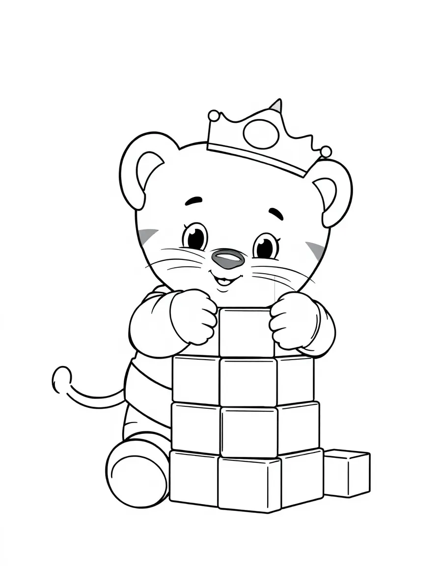 (Daniel Tiger TV show) Prince Wednesday building a block tower.