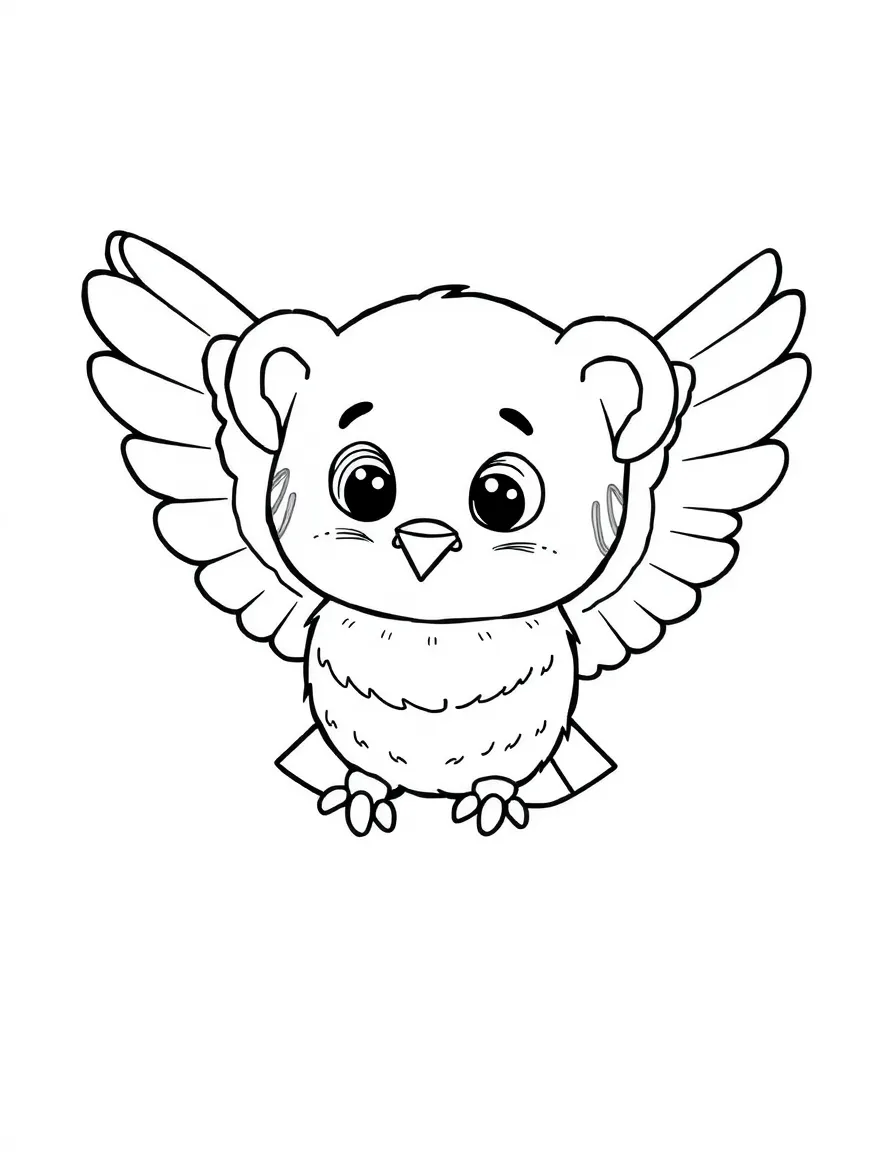 (Daniel Tiger TV show) O the Owl flying with his wings.