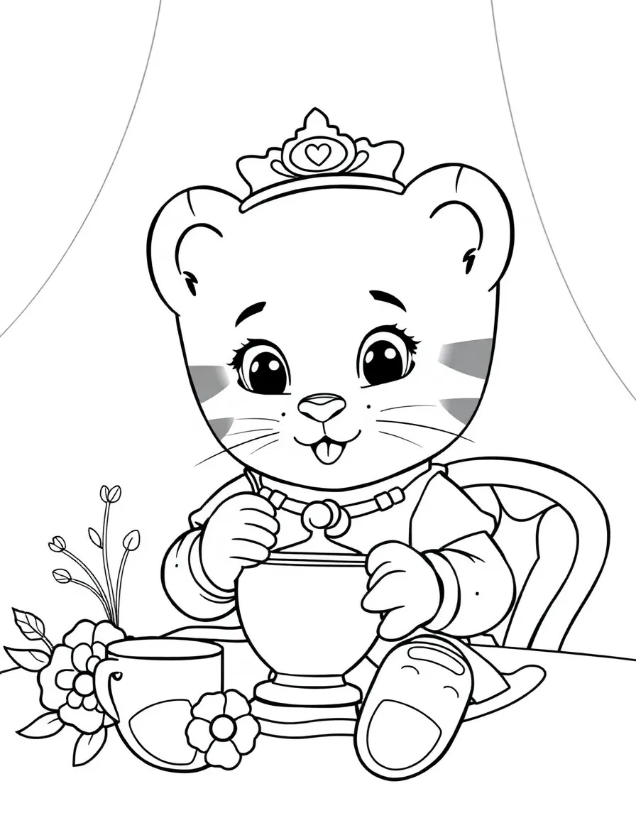 (Daniel Tiger TV show) Miss Elaina having a tea party.