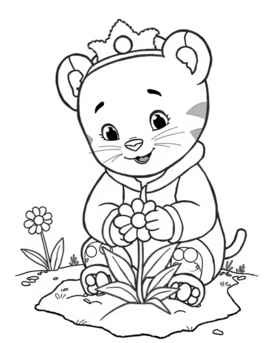 (Daniel Tiger TV show) Prince Wednesday planting a flower.