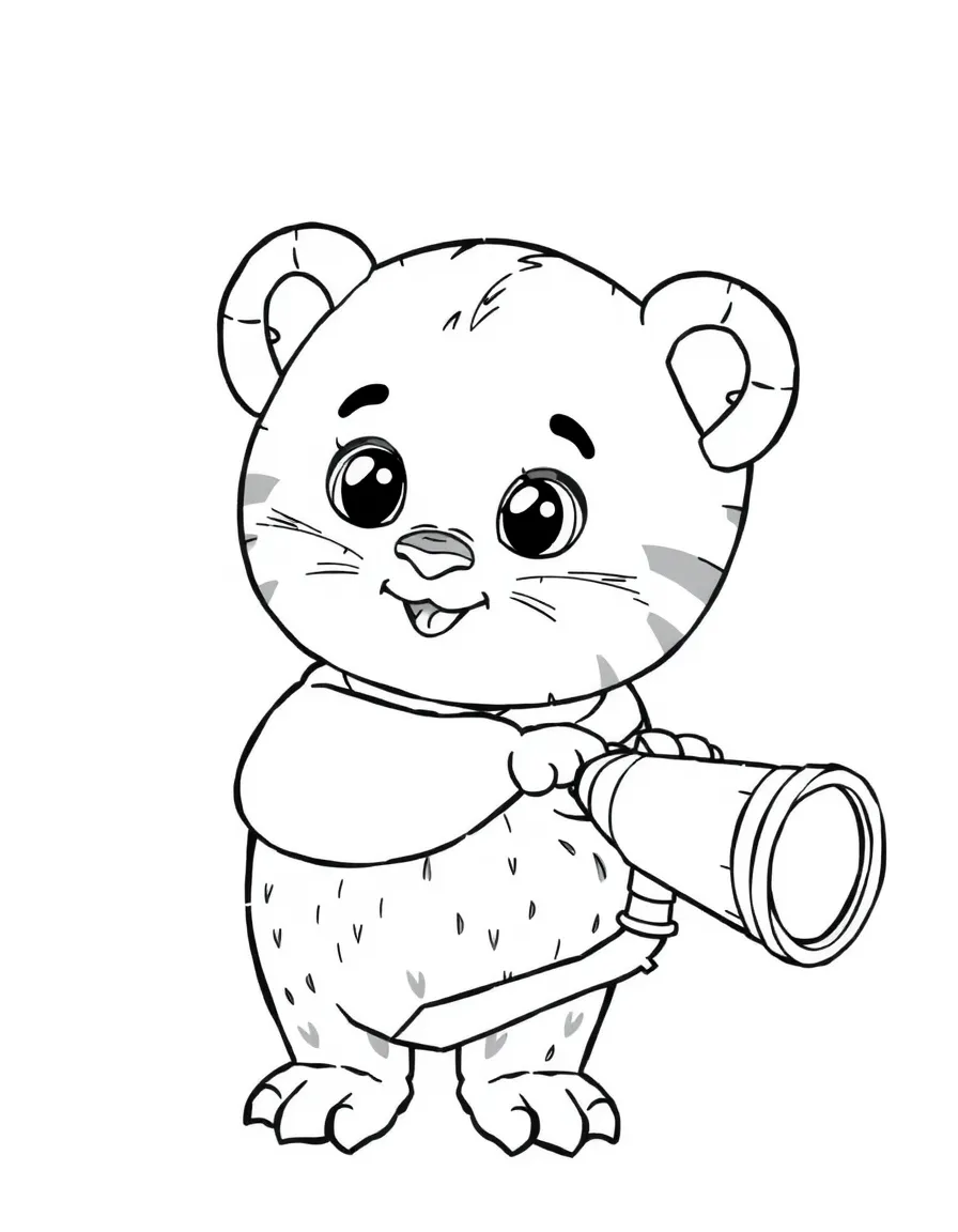 (Daniel Tiger TV show) O the Owl looking through a telescope.