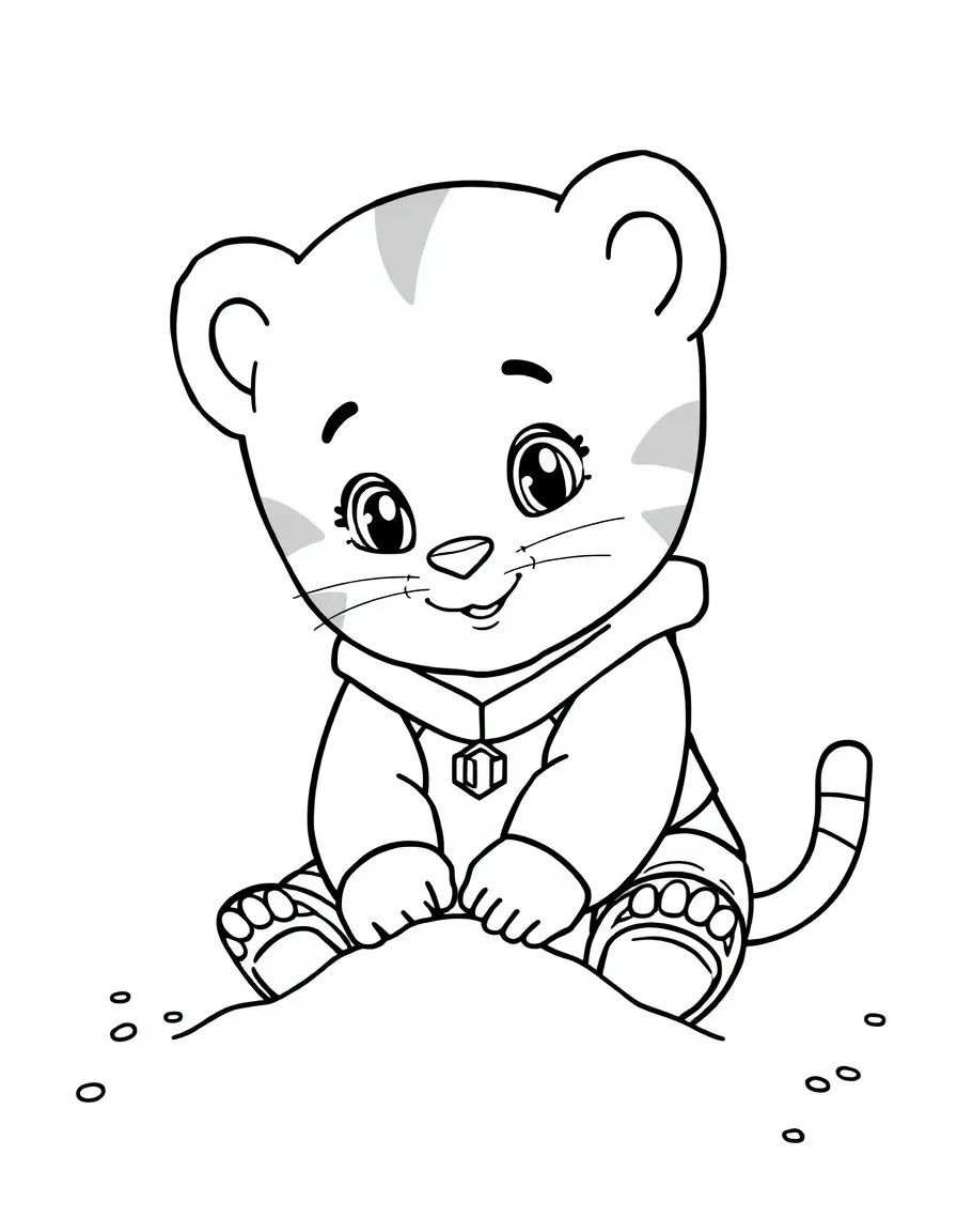 (Daniel Tiger TV show) Miss Elaina playing with sand.