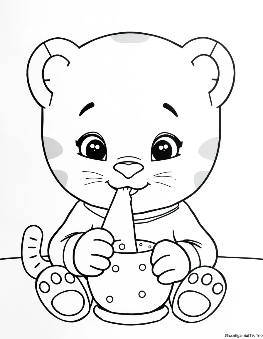 Daniel Tiger eating a snack.