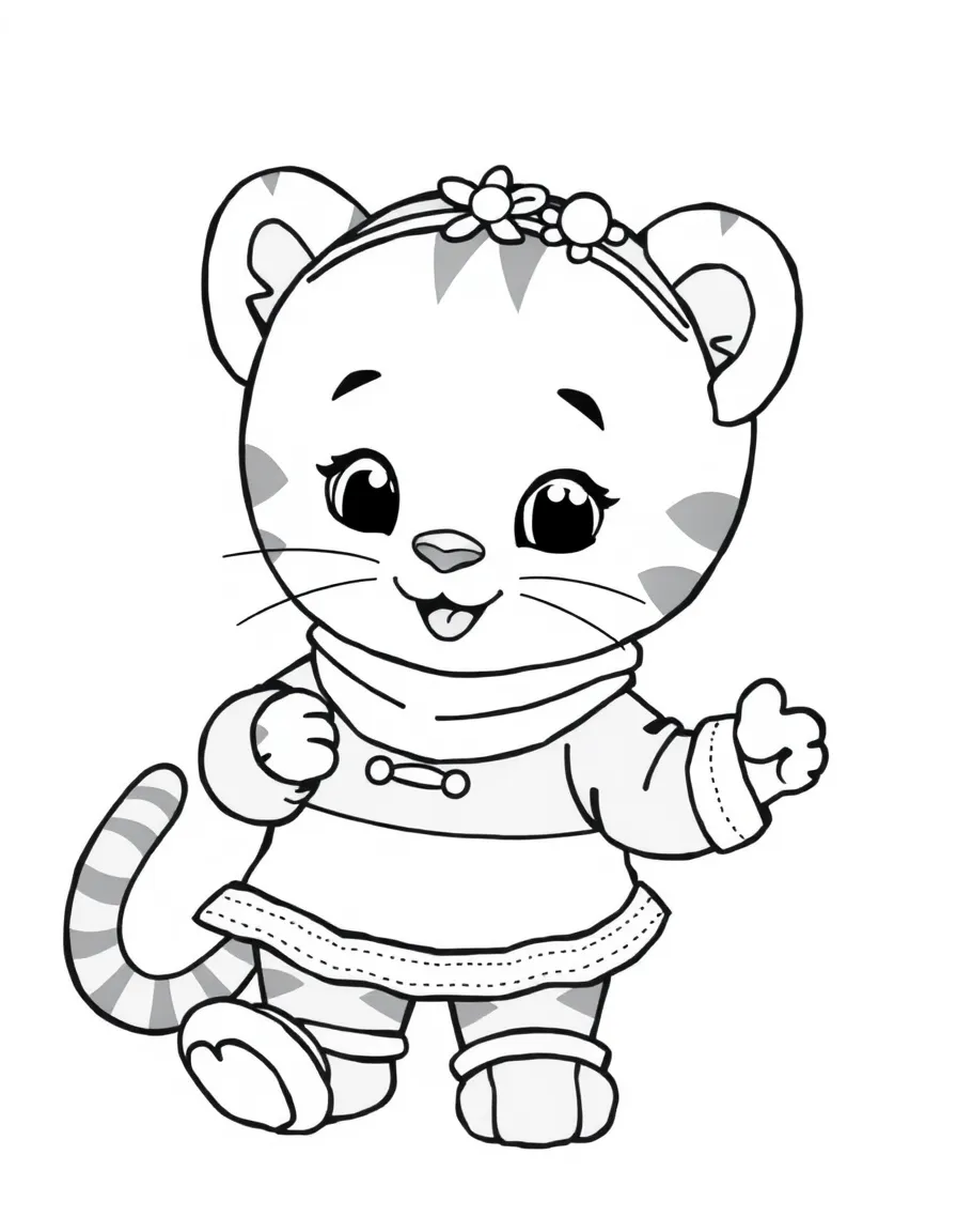 (Daniel Tiger TV show) Katerina Kittycat playing dress-up.