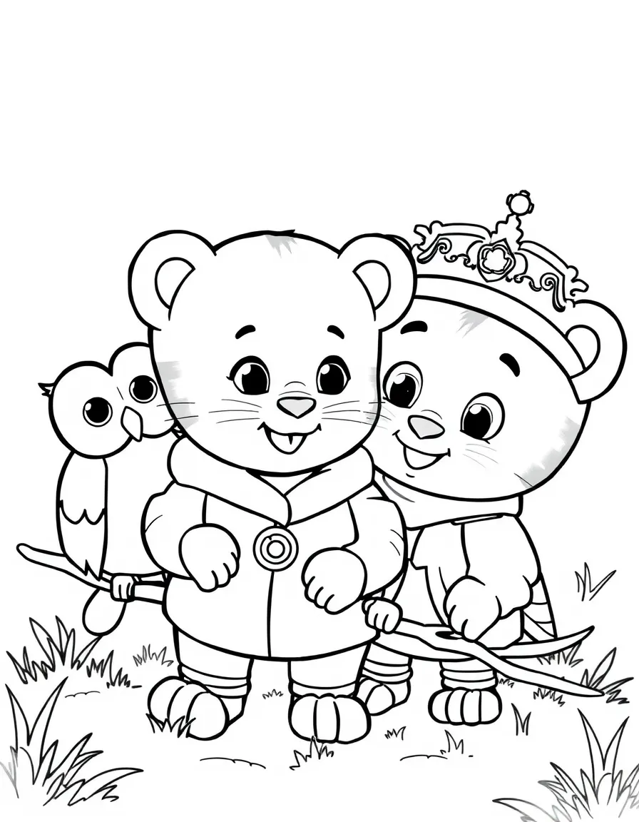 (Daniel Tiger TV show) Prince Wednesday and O the Owl exploring.