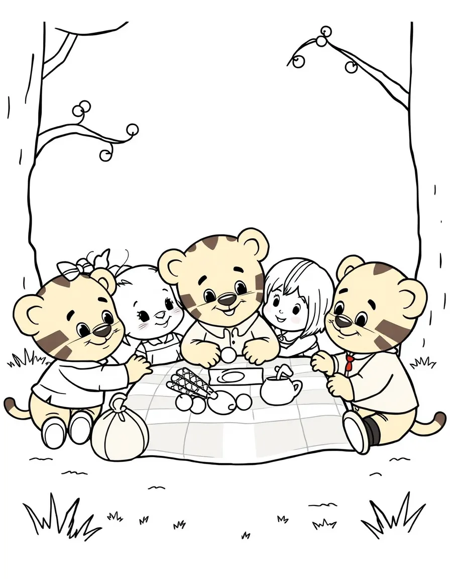 (Daniel Tiger TV show) The entire Daniel Tiger's Neighborhood crew having a picnic.