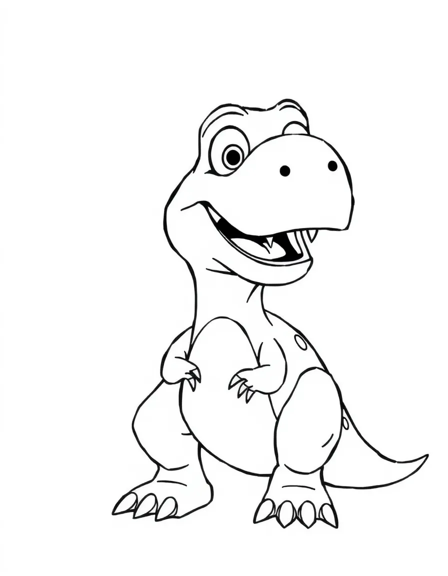 (Toy Story characters) Rex looking scared but friendly.