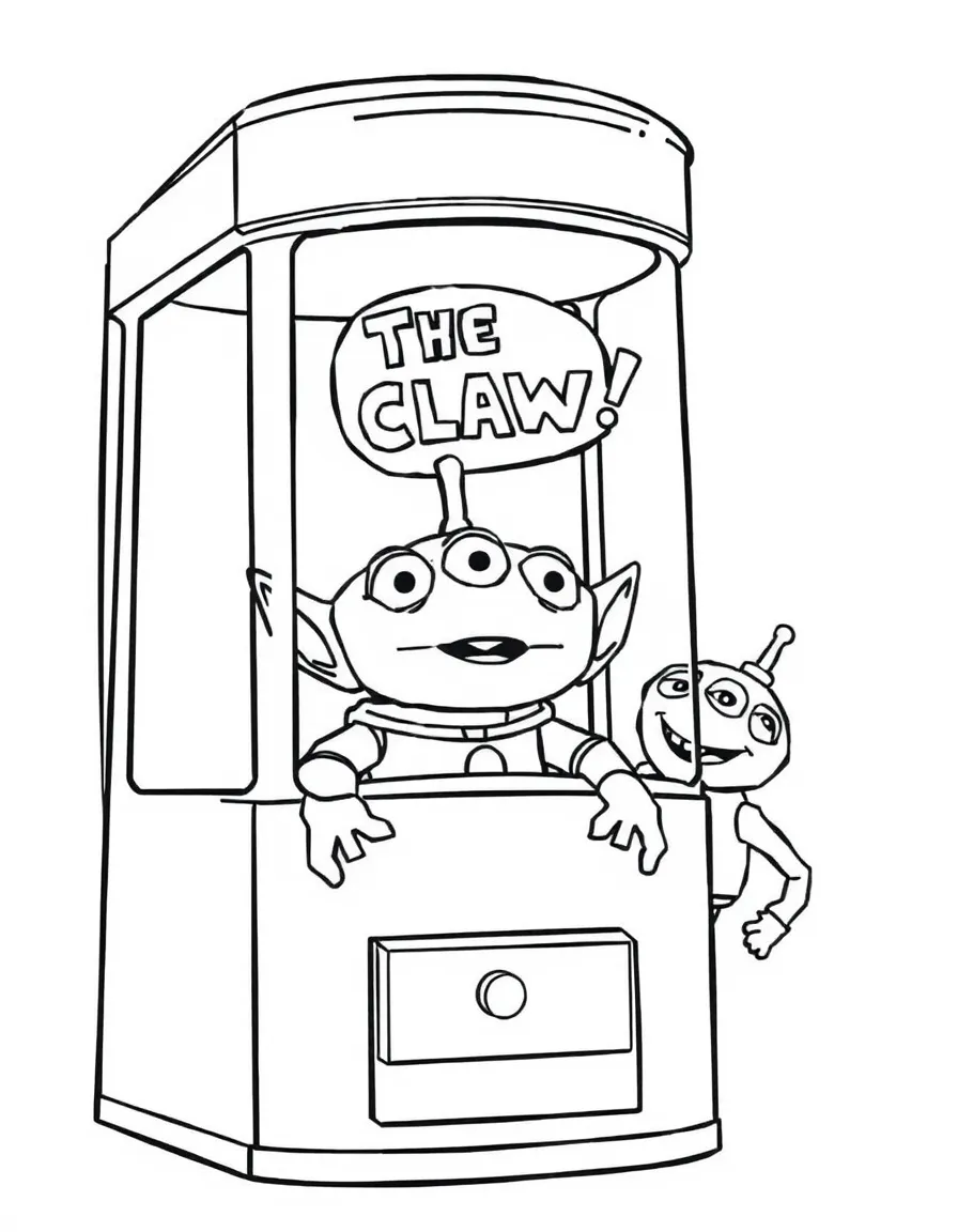 (Toy Story characters) Alien from the claw machine saying "The Claw!".
