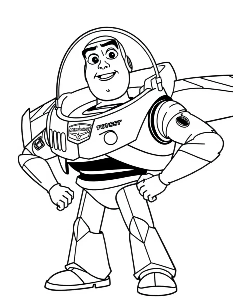(Toy Story characters) Buzz Lightyear with his wings out.