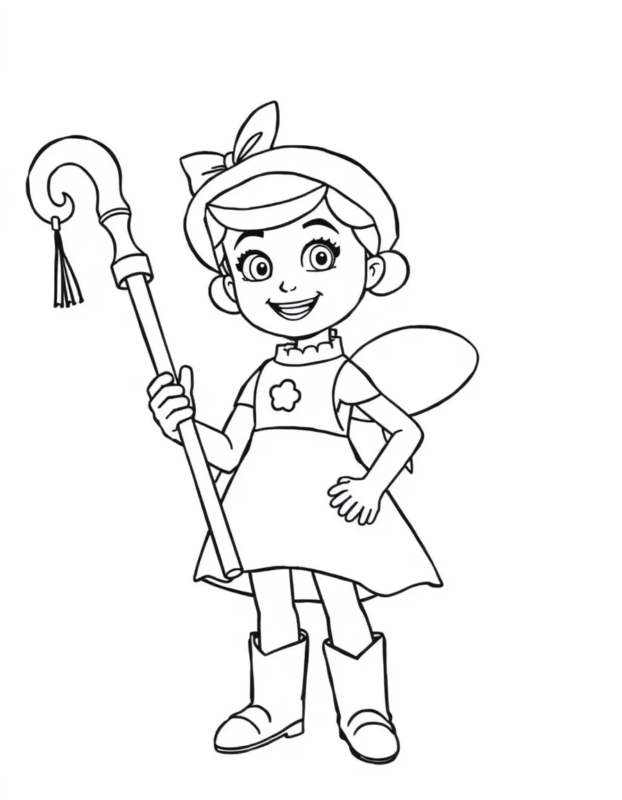 (Toy Story characters) Bo Peep holding her crook.
